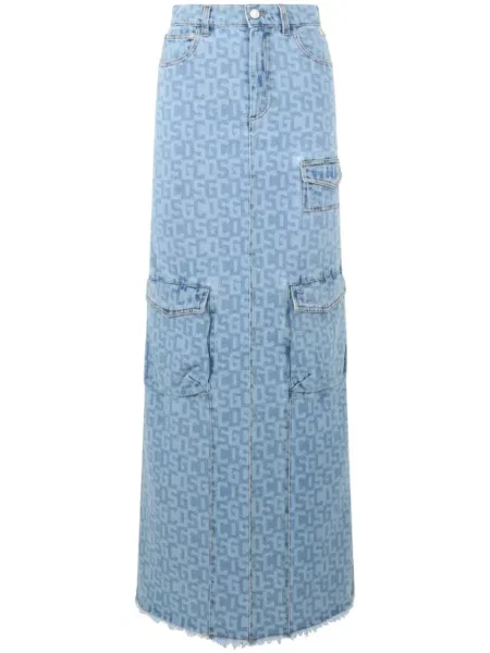 Fustă din denim Gcds albastru