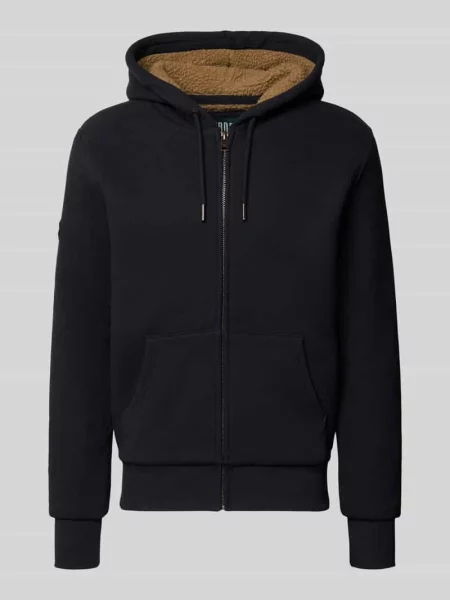 Bluza dresowa w kroju regular fit z dzieloną kieszenią kangurką model Borg' Superdry granatowa