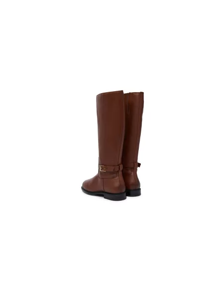 Tommy Hilfiger Zimski škornji Th Buckle Leather Knee Boot rjava