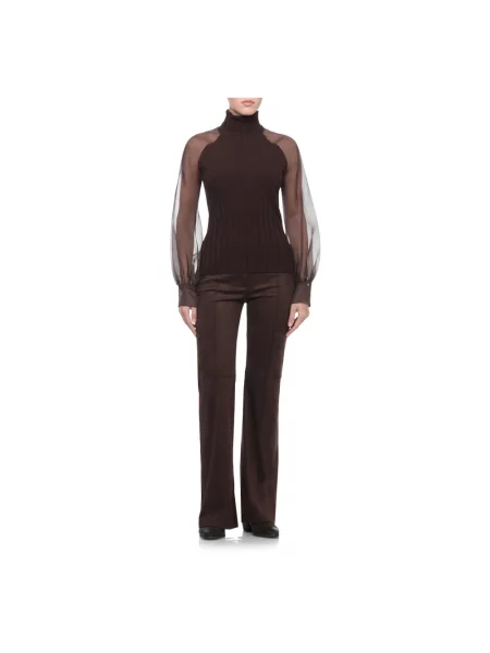 Sweter z golfem D.exterior brązowy