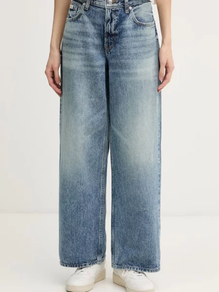 Calvin Klein Jeans blugi straight pentru femei albastru