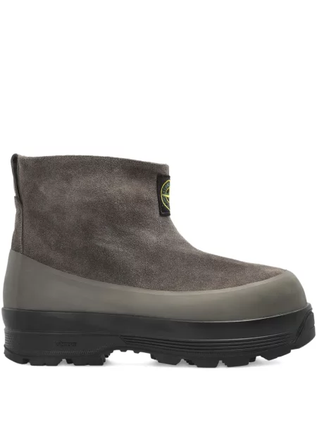 Cizme scurte Stone Island din piele de căprioară cu strasuri gri