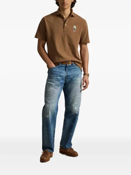 Μεταξωτό καρό polo Polo Ralph Lauren με αυτόγραφο μαύρο