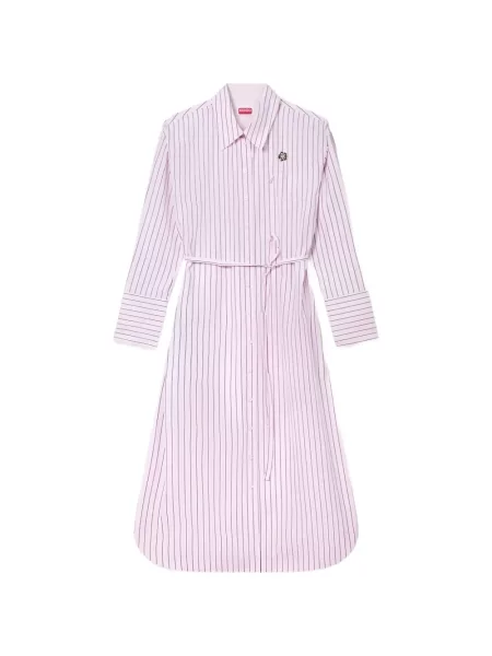Rochie tip cămașă Kenzo cu dungi până la genunchi de costum roz