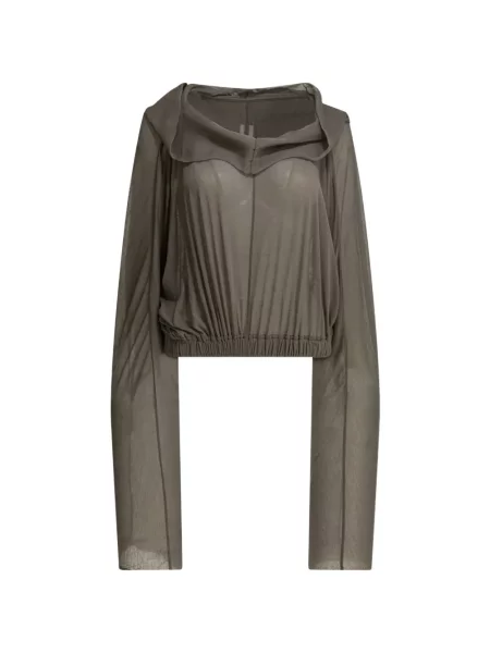 Top Rick Owens cu glugă lung gri