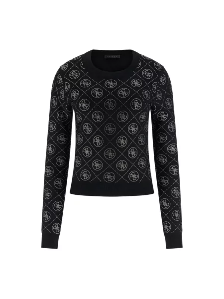Sweter Guess wełniany z dżetami czarny