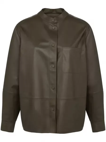 Top Yves Salomon din piele verde