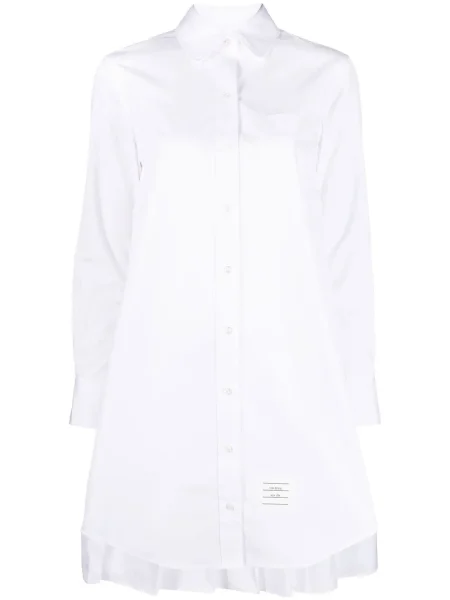 Rochie tip cămașă Thom Browne plisată alb