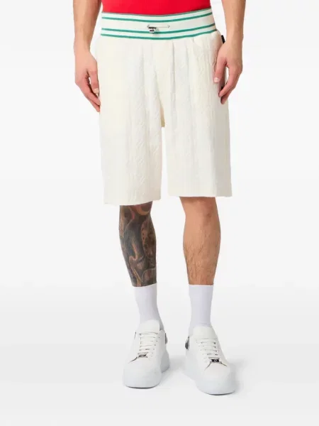 Pantaloni scurți Philipp Plein din jacard alb
