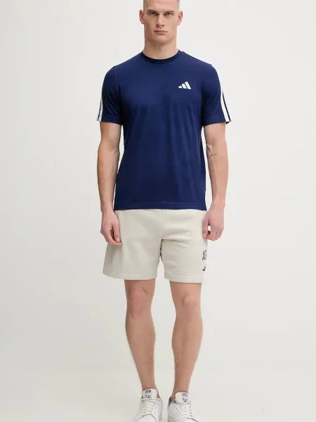 Футболка Adidas в полоску с аппликацией синяя