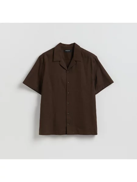 Reserved Strukturální košile regular fit tmavě hnědá