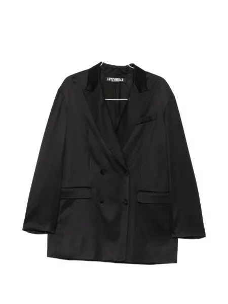 Sacou Lutz Huelle din satin cu două rânduri de nasturi negru
