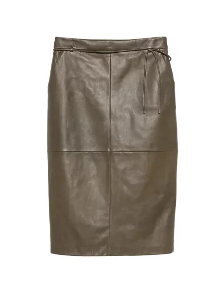 Fustă din piele Max Mara maro
