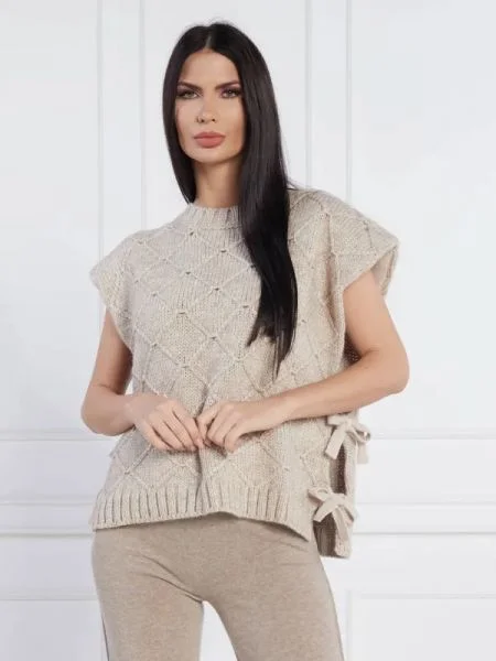 Beatrice B Vestă GILET cu adaos de lână bej