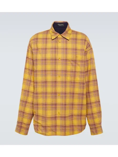Kostkovaná oboustranná košile Balenciaga žlutá