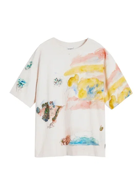 Desigual Tricou mai multe culori alb