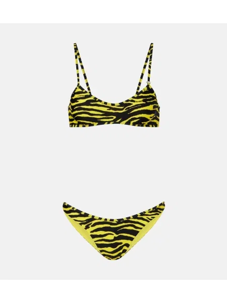 Bikini The Attico cu imagine cu imprimeu animal print negru