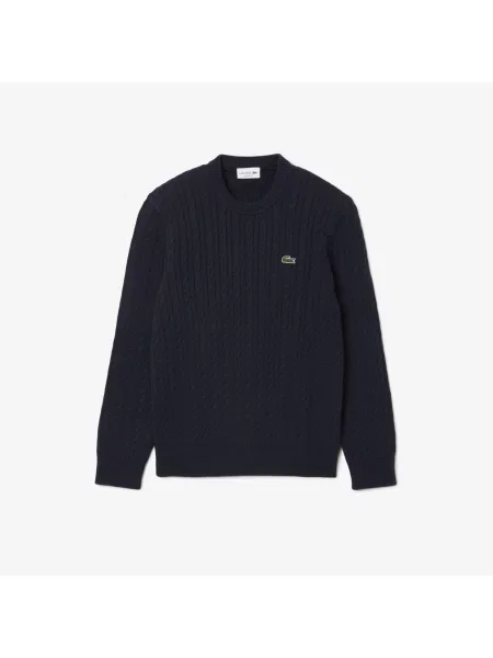 Lacoste Sweter Warkoczowy granatowy
