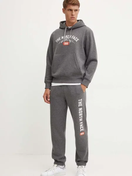 The North Face bluza Hoodie Varsity Graphic z kapturem z nadrukiem szary