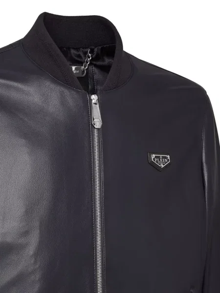 Kurtka skórzana Philipp Plein niebieska