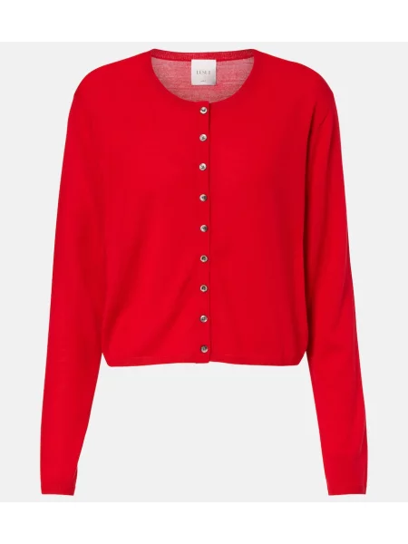 Cardigan Leset de lână roșu