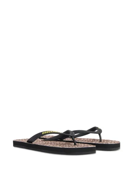 Șlapi Dsquared2 cu imagine cu model leopard maro