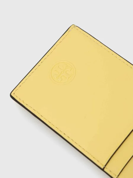 Bőr pénztárca Tory Burch sárga