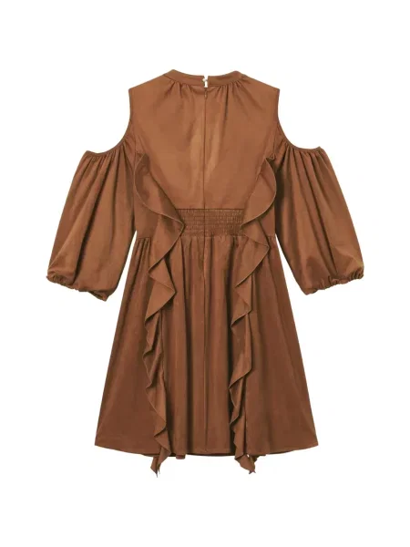 Rochie mini B+ab cu volane maro
