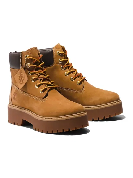 Botki Timberland skórzane w miejskim stylu z kamieniami brązowe