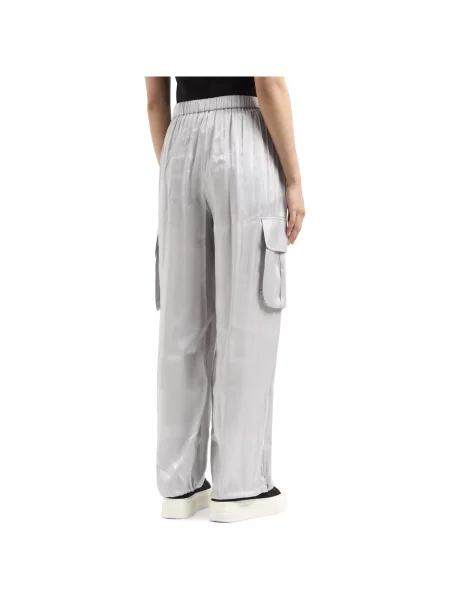 Pantaloni cargo Eax din satin argintiu