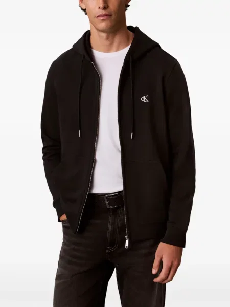 Hanorac cu glugă Calvin Klein Jeans cu imagine negru