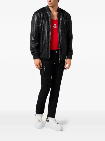 Blugi Philipp Plein cu broderie negru