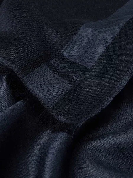 Szal Boss wełniana w paski z paskiem niebieska