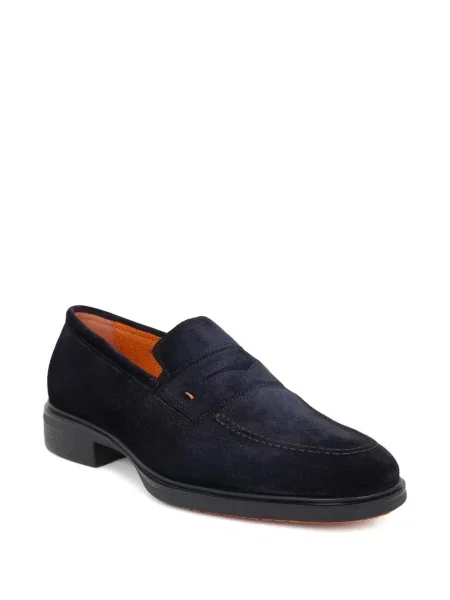 Pantofi loafer Santoni din piele de căprioară albastru