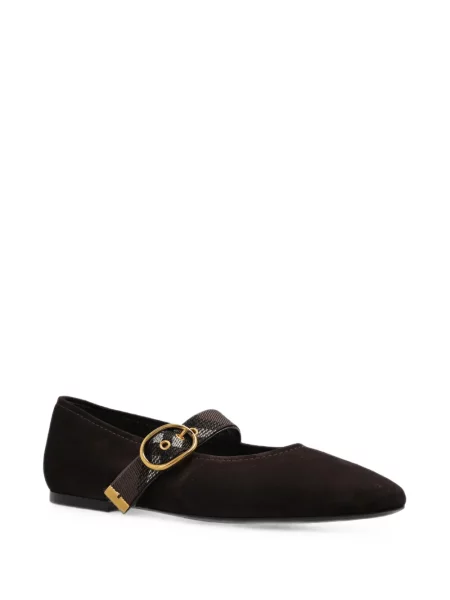 Balerini Burberry cu cataramă cu bretele maro