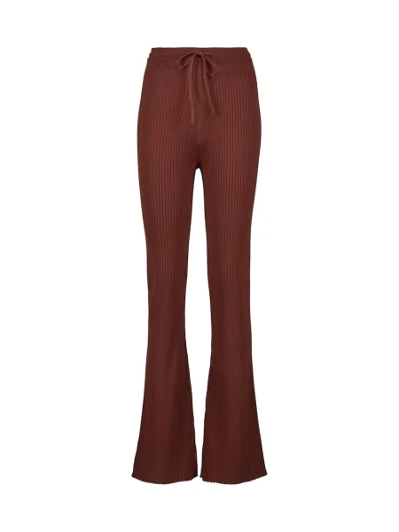 Pantaloni Nanushka cu talie înaltă tricotate maro