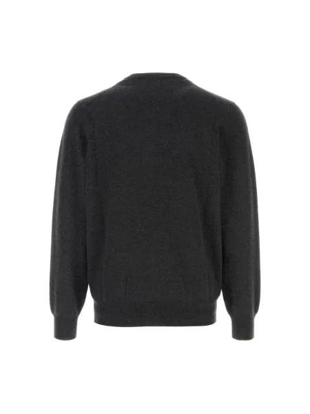 Sweter Brunello Cucinelli z dekoltem w serek szary