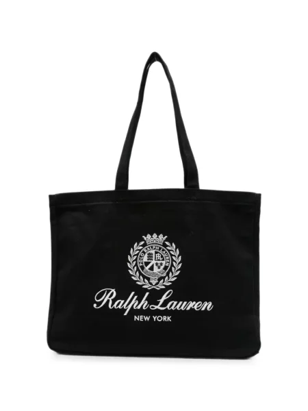 Gulerat geantă Polo Ralph Lauren cu imagine din canvas negru