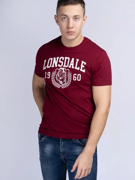 LONSDALE Majica Staxigoe temno rdeča bela