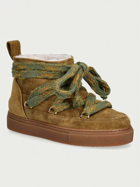 Inuikii Suede Knot cizme de zăpadă pentru femei din piele întoarsă verde
