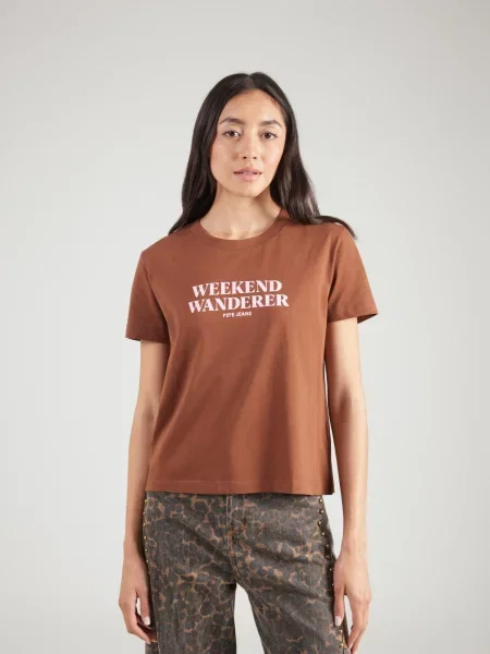 Pepe Jeans Tričko CARLA gaštanová / pastelovo ružová
