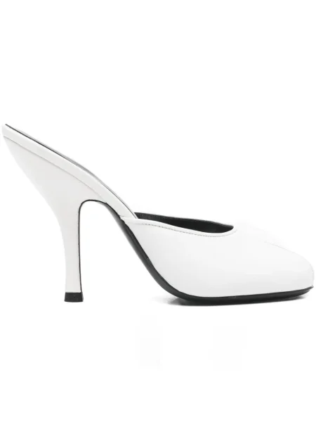 Papuci tip mules Jude din piele alb