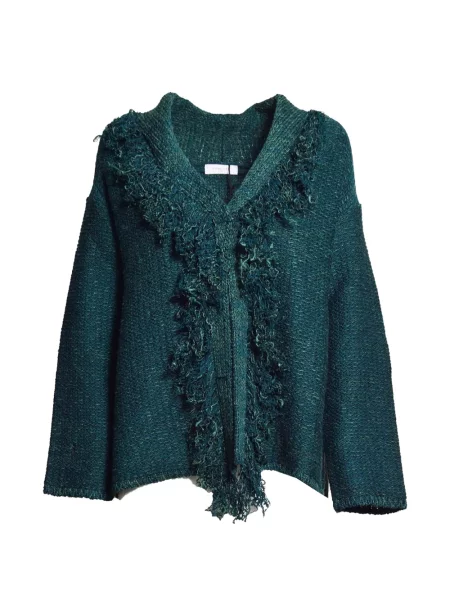 Gulerat cardigan Charlott cu imprimeu tropical verde