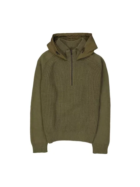 Bluza z kapturem Herno wełniana z kapturem z długim rękawem zielona