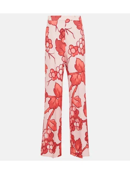 Pantaloni Etro cu talie înaltă cu model floral roz