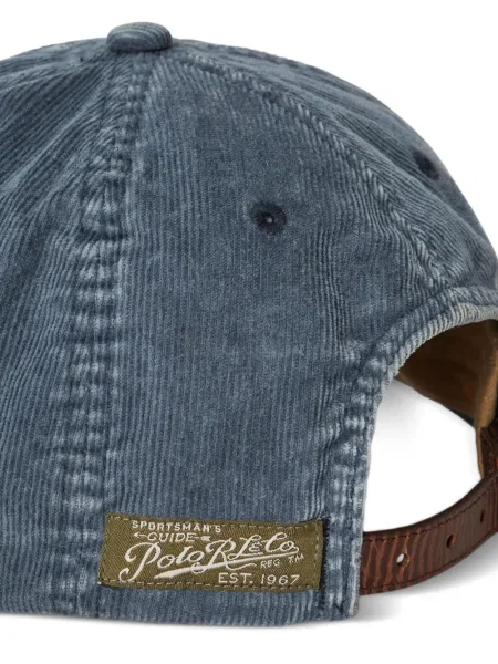 Șapcă Polo Ralph Lauren cu decolteu în V cu autograf în carouri albastru