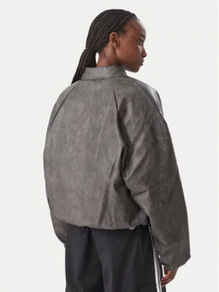 Adidas Jakna iz umetnega usnja Sst Cropped Temno siva
