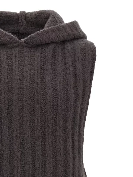 Cămașă Rick Owens tricotate cu glugă gri