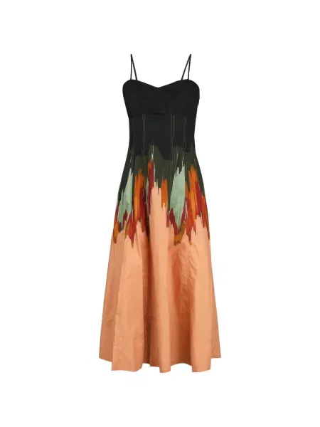 Rochie midi Ulla Johnson cu model floral cu imagine portocaliu
