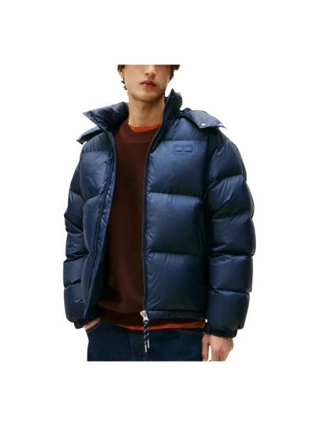 Pikowana kurtka jeansowa Tommy Jeans z długim rękawem niebieska